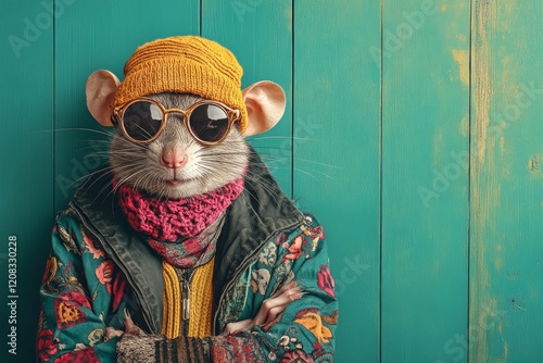 сute and funny rat wearing in the costume of different characters
