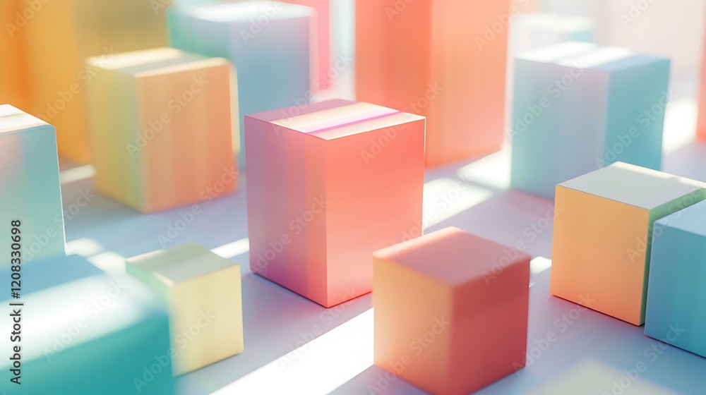 Fototapeta premium Multi-Colored Cubes on a Light Surface
