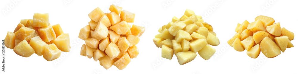 Potato chunks isolated on transparent background, PNG die-cut, Set of Potato chunks isolated on transparent background, PNG die-cut, Set of