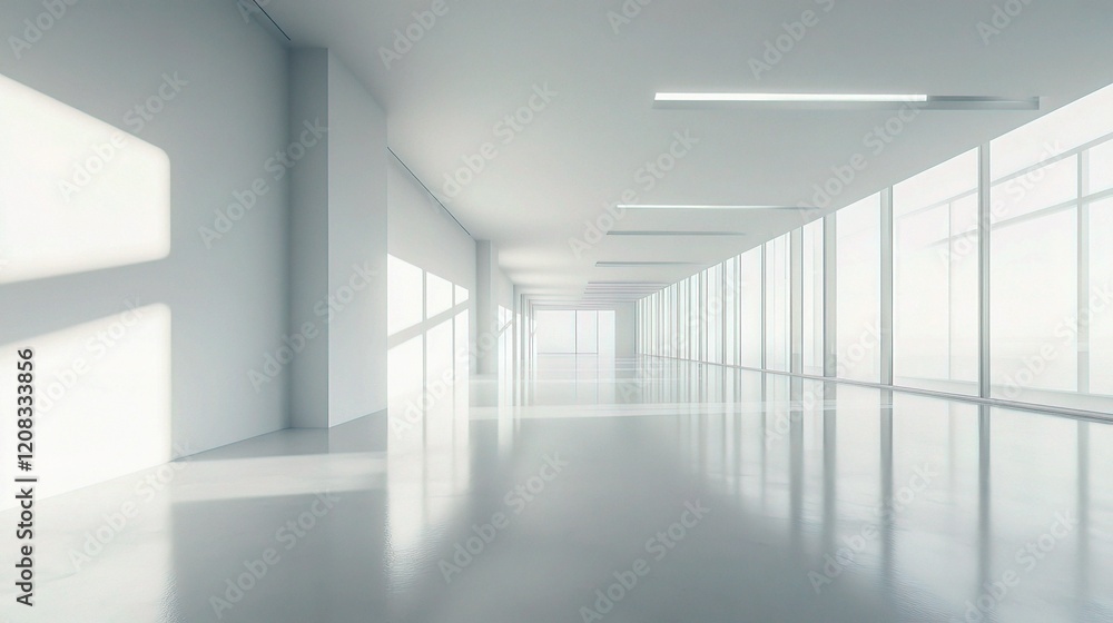 Fototapeta premium Minimalistic Spacious Office Interior with Open Layout and Natural Light