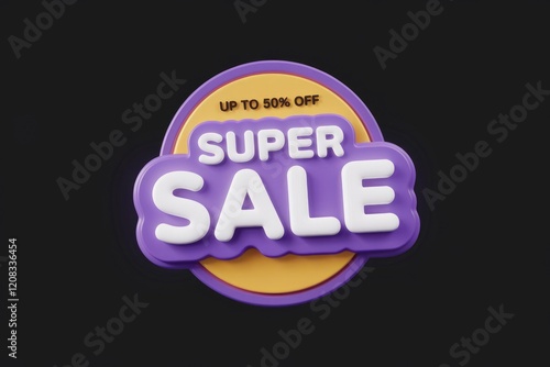 Super Sale announcement with up to 50% off discount offer. photo