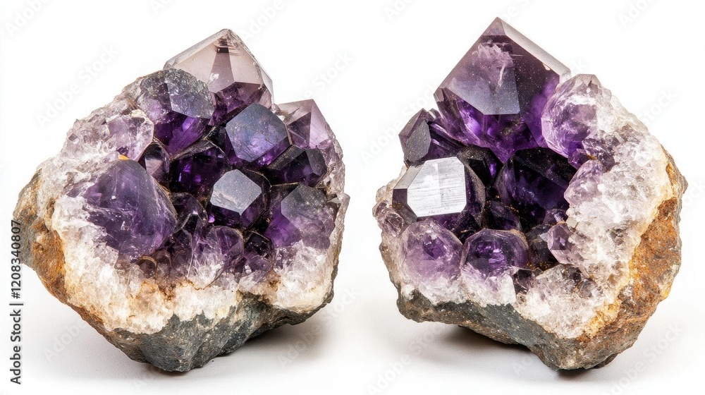 crystalline amethyst clusters with geometric facets, deep purple to translucent, backlit with ethereal glow, hyper-detailed mineral formation crystalline amethyst clusters with geometric facets, deep purple to translucent, backlit with ethereal glow, hyper-detailed mineral formation