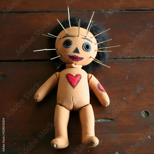 Creepy Voodoo Doll Stabbed with Pins