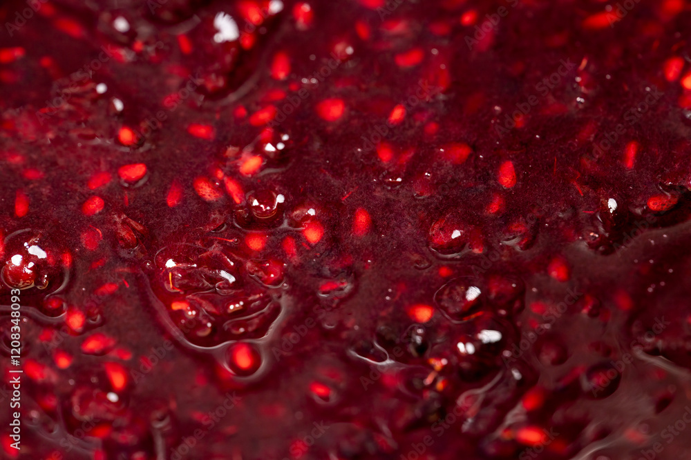 Crumpled sweet raspberries with added sugar Crumpled sweet raspberries with added sugar