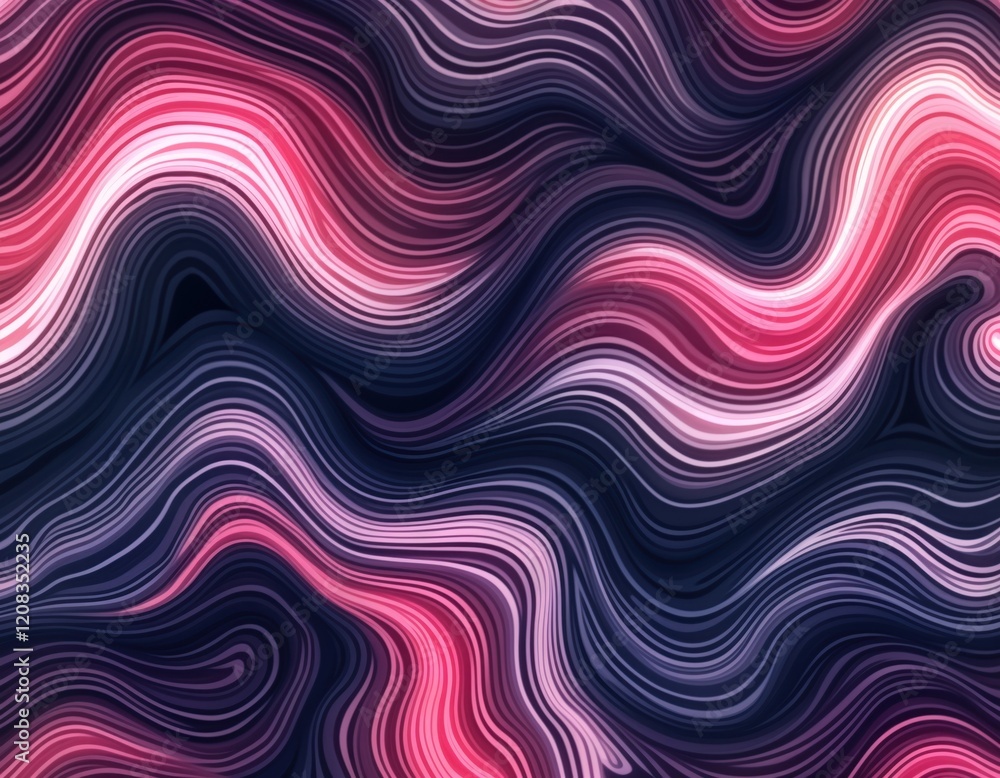 Obraz premium Abstract design features swirling lines resembling wind smoke. Colors range from deep blues to vibrant pinks, purples. Flowing pattern suggests motion, dynamism. Graphic ideal for backgrounds in