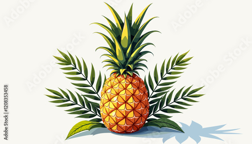 Pineapple surrounded by green leaves