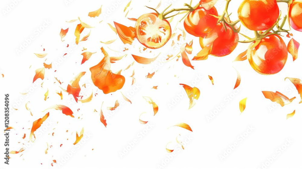 Obraz premium flying tomatoes background