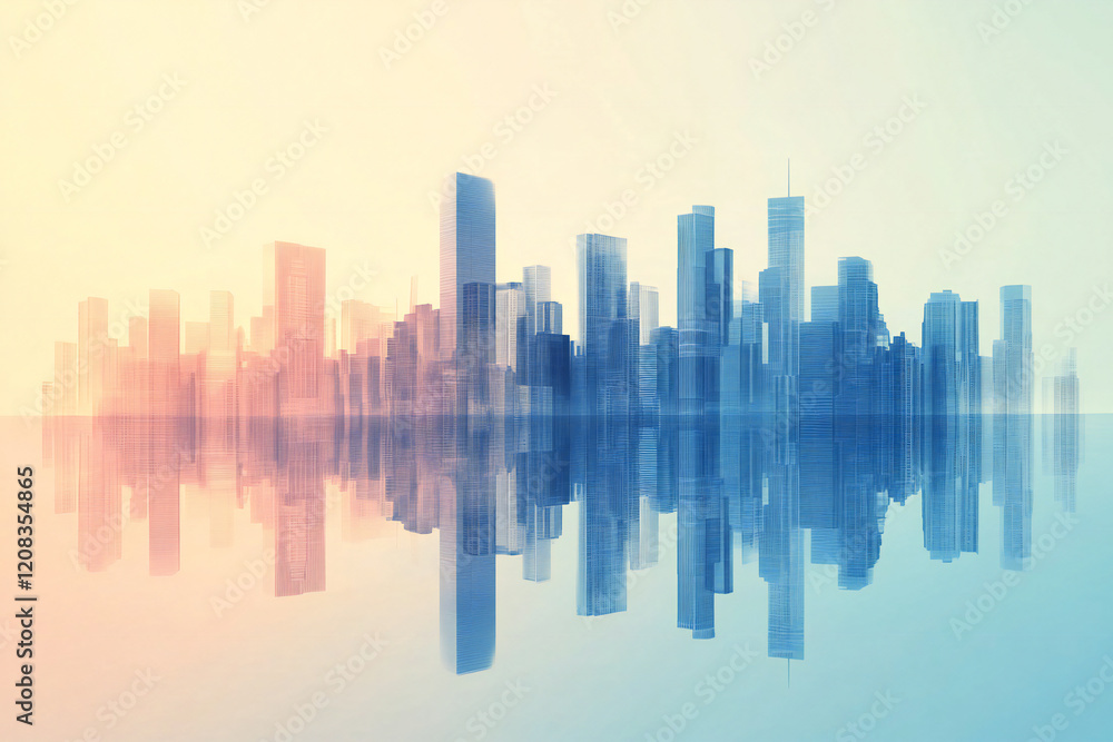 Tranquil City Skyline with Sunset Reflections, Modern Architecture, and Pastel Tones Creating a Serene Urban Landscape Tranquil City Skyline with Sunset Reflections, Modern Architecture, and Pastel Tones Creating a Serene Urban Landscape
