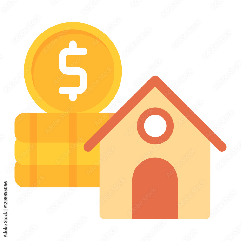Colorful Flat House Payment Icon Colorful Flat House Payment Icon