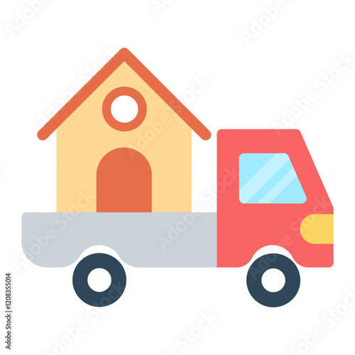 Colorful Flat House Relocation Icon