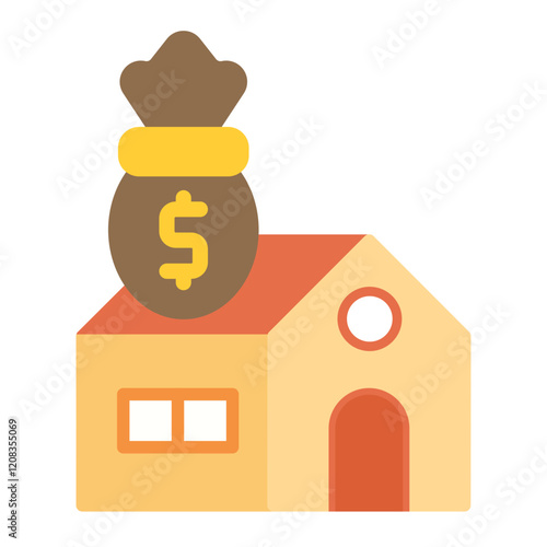 Colorful Flat House Money Icon