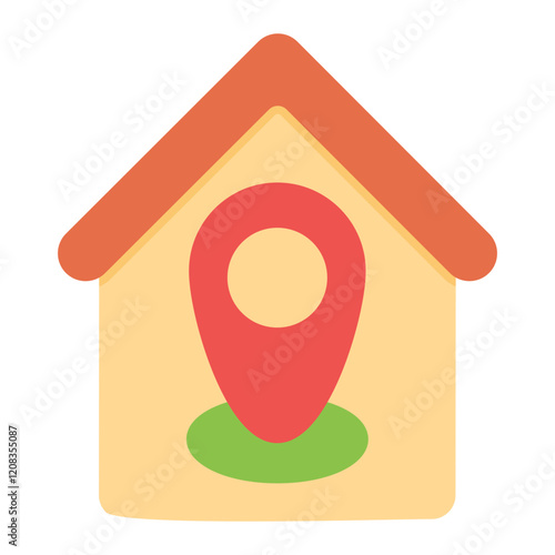Colorful Flat House Location Map Pin Icon