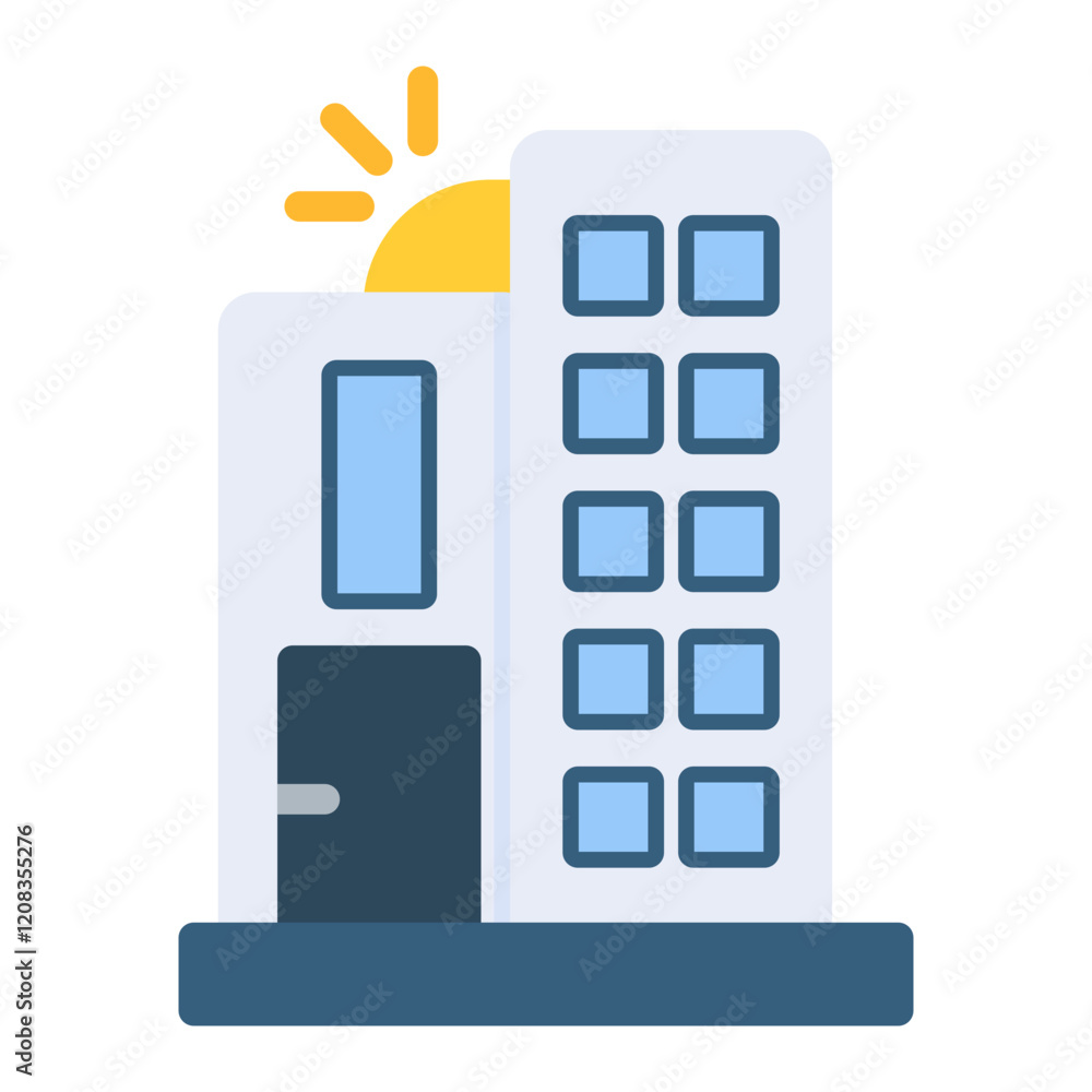 Colorful Flat Building Icon Colorful Flat Building Icon