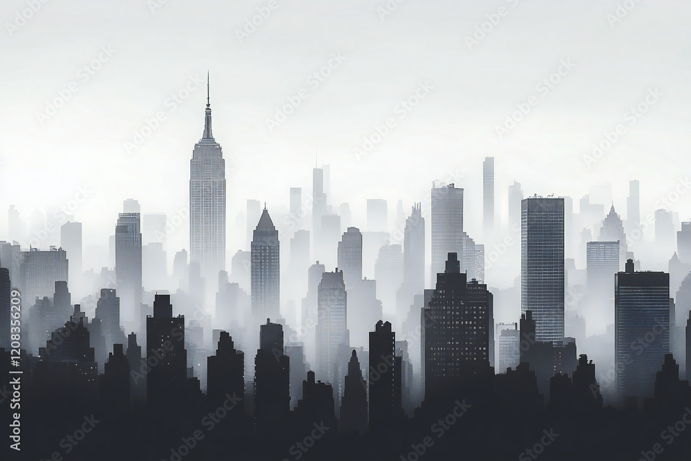 Obraz premium Tranquil City Skyline with Sunset Reflections, Modern Architecture, and Pastel Tones Creating a Serene Urban Landscape