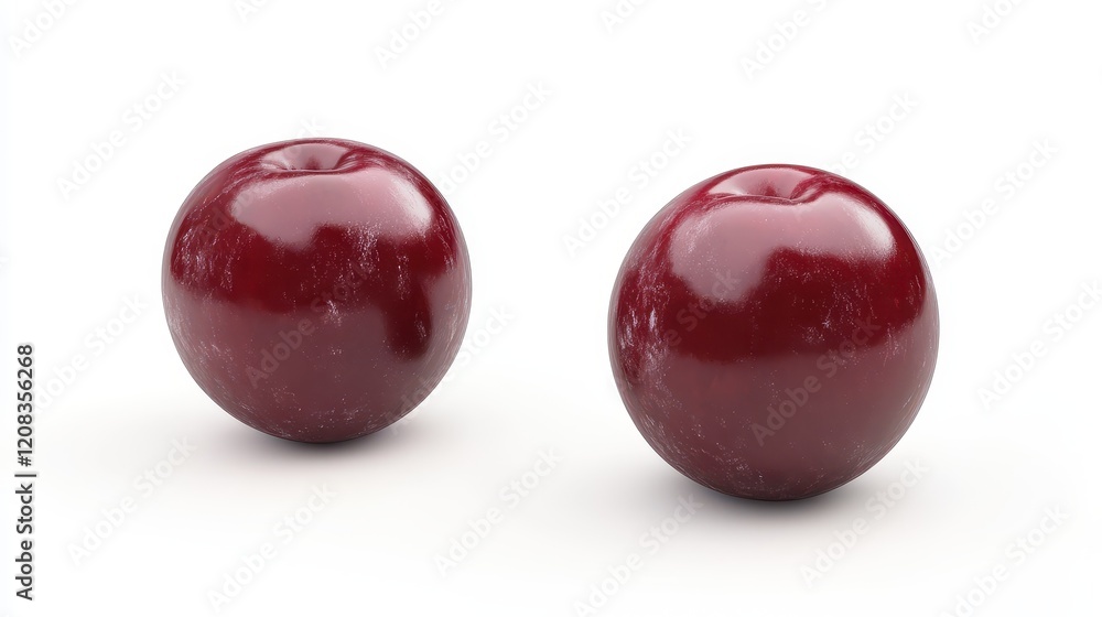 Two shiny red apples on a white background Two shiny red apples on a white background