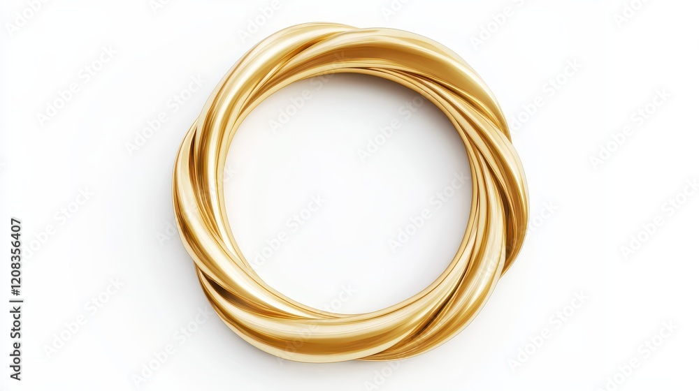 Elegant gold metallic twisted oval frame on white background Elegant gold metallic twisted oval frame on white background