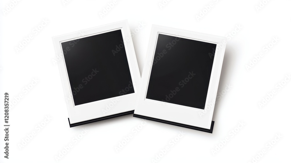 Two blank instant photos on white background Two blank instant photos on white background
