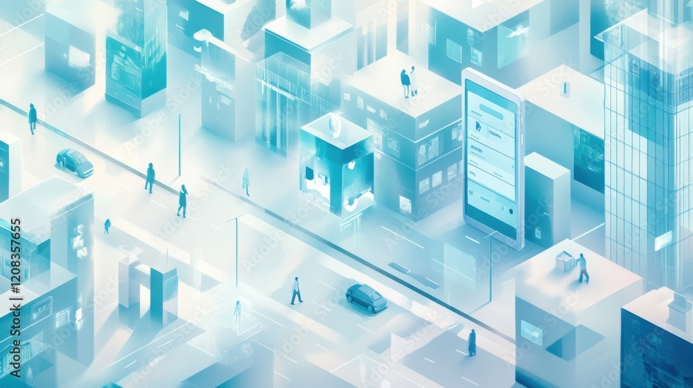 The concept of mobile payment accessibility in aqua blue and soft white colors The concept of mobile payment accessibility in aqua blue and soft white colors