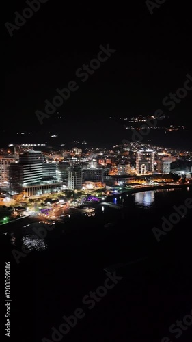 Wallpaper Mural Nighttime Drone View of Budva Old Town and Port with Sparkling Lights Torontodigital.ca