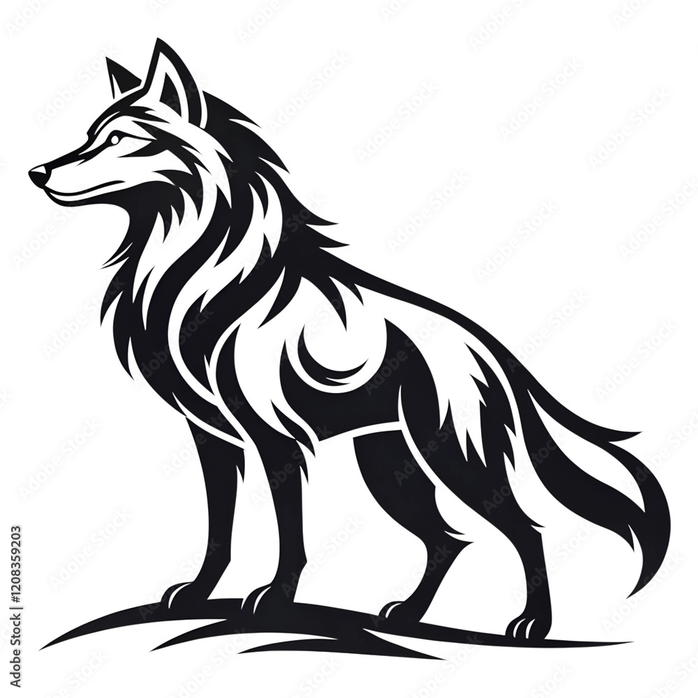Wolf side view, logo, black outline vector drawing PNG Wolf side view, logo, black outline vector drawing PNG