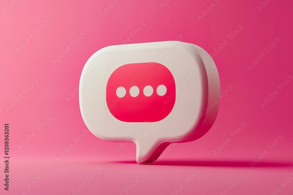 Fototapeta premium A white speech bubble with a red dot on it