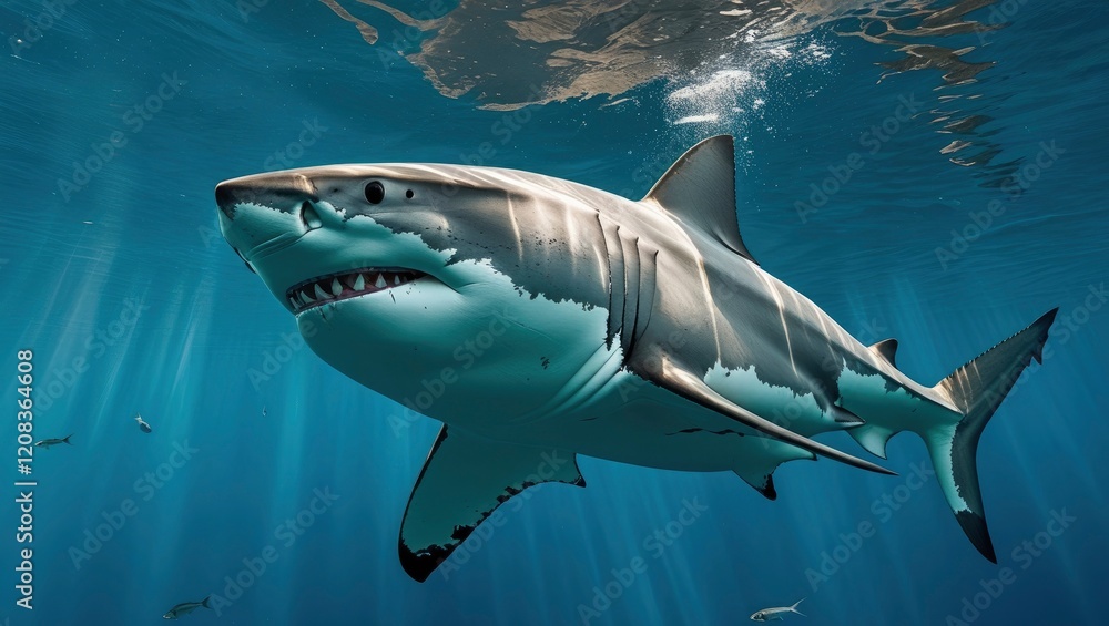 Fototapeta premium Great White Shark Underwater Image Stunning Ocean Predator