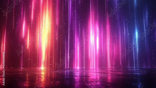 Abstract setting with a neon light effect in cyberpunk style by Stock
