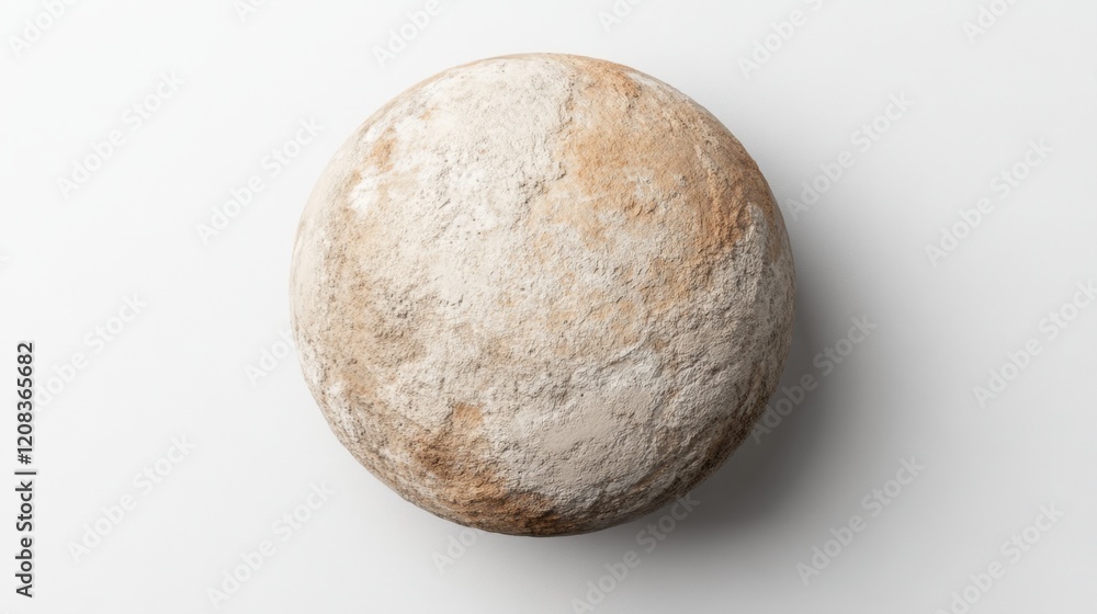 Textured earthy sphere on white background: natural materials and minimalistic design Textured earthy sphere on white background: natural materials and minimalistic design