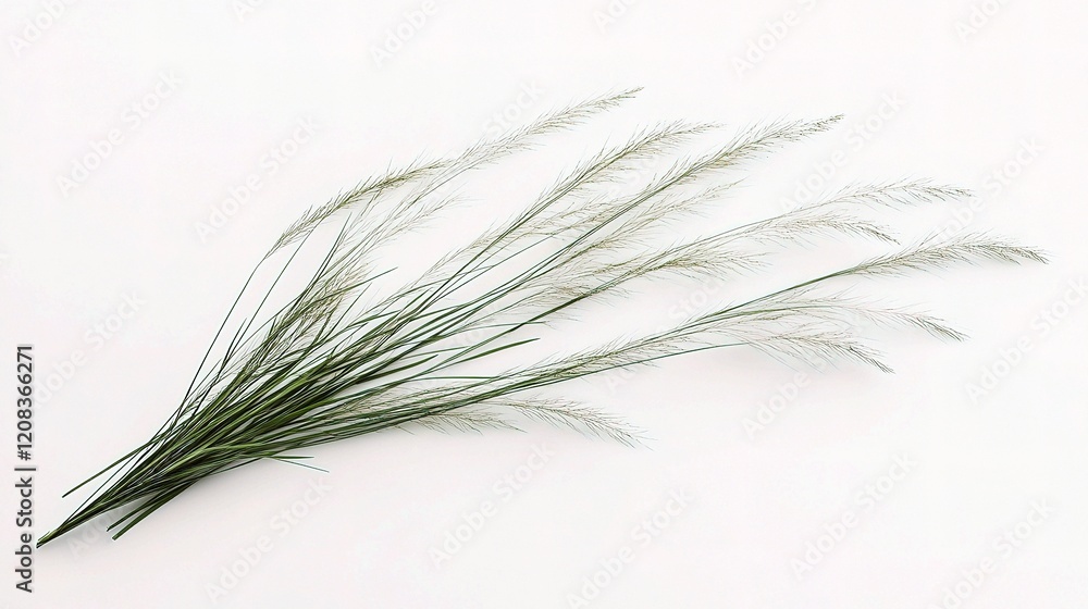 Isolated Grass on White Background for Minimalist Design Concepts