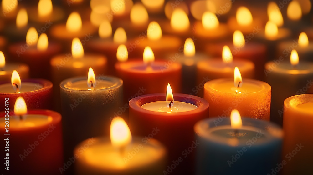 Celebrating Diversity: World Religion Day Concept - Many Burning Candles Celebrating Diversity: World Religion Day Concept - Many Burning Candles