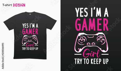 "Nurse by day gamer by night". Funny gamer girl saying . Retro style . Retro game controller Illustration. T-shirt mock up vector. Eps 10 vector