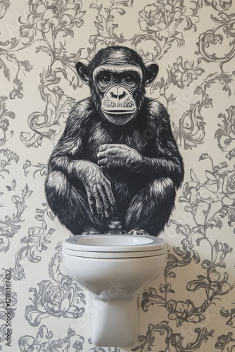 toilet animal artwork bathroom restroom