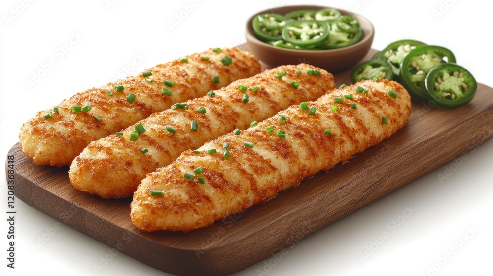 Delicious Crispy Breaded Fish Sticks with Jalapeno Slices Delicious Crispy Breaded Fish Sticks with Jalapeno Slices