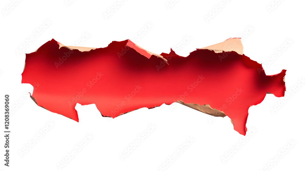 Ripped Red Cardboard Paper Tear with Dynamic Edge Ripped Red Cardboard Paper Tear with Dynamic Edge