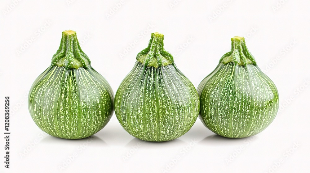 Obraz premium Fresh Green Zucchini Isolated on White Background for Culinary Use