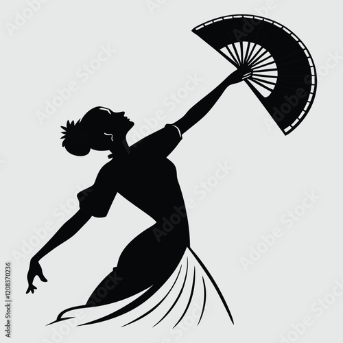 dancer in a flamenco pose silhouette vector design art and illustration