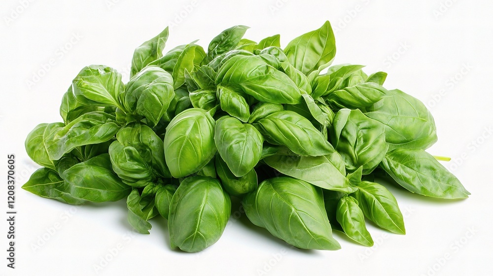 Fresh Basil Leaves Isolated on White Background for Culinary Use Fresh Basil Leaves Isolated on White Background for Culinary Use