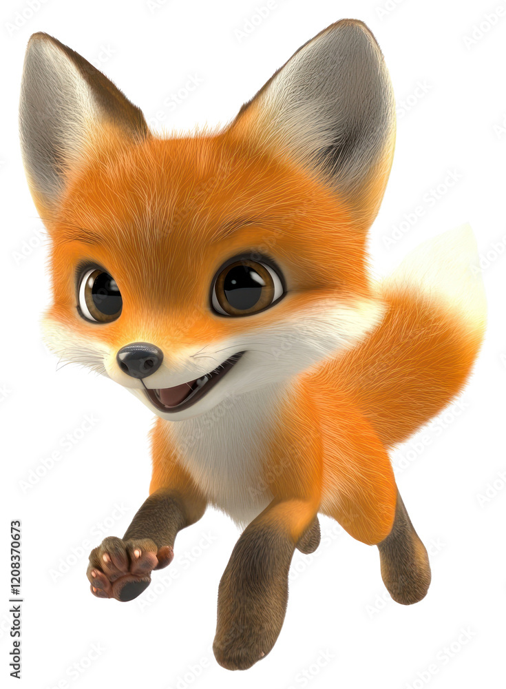 Fototapeta premium PNG Fox cartoon background white runing.