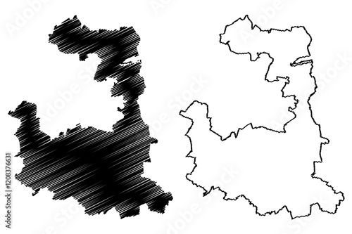 Munich district (Federal Republic of Germany, rural district Upper Bavaria, Free State of Bavaria) map vector illustration, scribble sketch Landkreis Munchen map