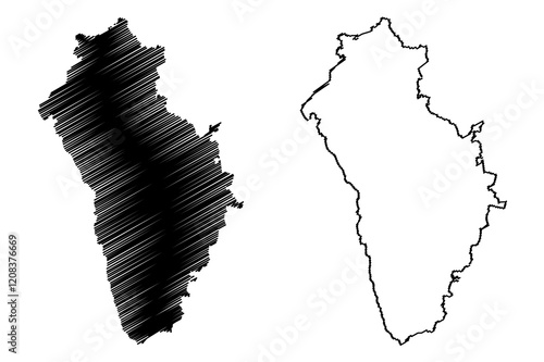 Neu-Ulm district (Federal Republic of Germany, rural district Swabia, Free State of Bavaria) map vector illustration, scribble sketch Neu Ulm map