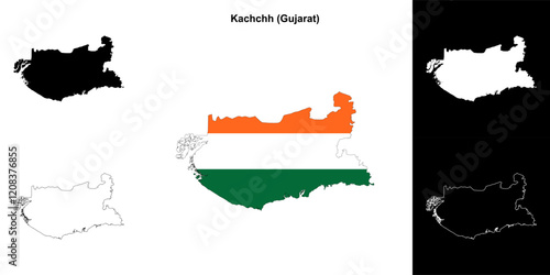Kachchh district (Gujarat) outline map set