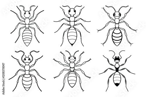 Ants line Icon set Flat Design. Ants line Icon vector illustration design