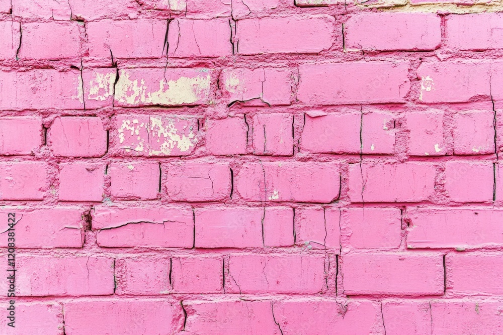 Weathered Pink Brick Surface Highlighting Cracks and Texture in Architectural Backdrop Weathered Pink Brick Surface Highlighting Cracks and Texture in Architectural Backdrop