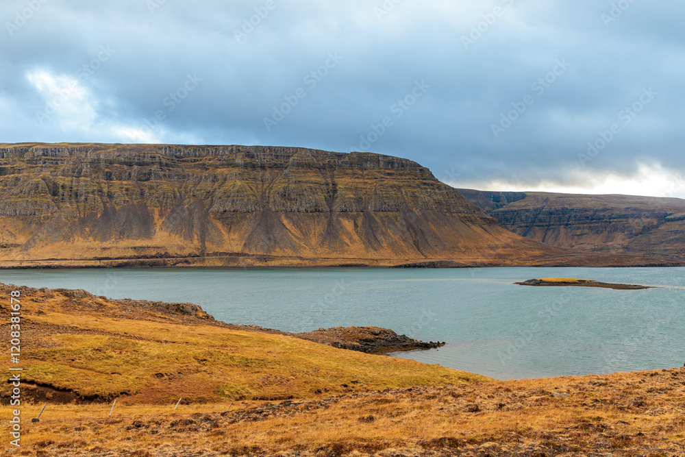 Autumnal landscape at Beached whalers Hvalfjordur on the west coast of Iceland Autumnal landscape at Beached whalers Hvalfjordur on the west coast of Iceland