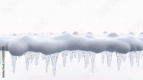 Fototapeta Naklejka Na Ścianę i Meble -  Detailed 3D Rendering of Snow Caps with Icicles and Snowballs