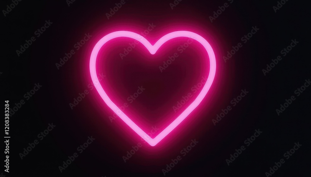 Vibrant Pink Neon Heart on Dark Background: A Striking Contrast of Love and Warmth Vibrant Pink Neon Heart on Dark Background: A Striking Contrast of Love and Warmth