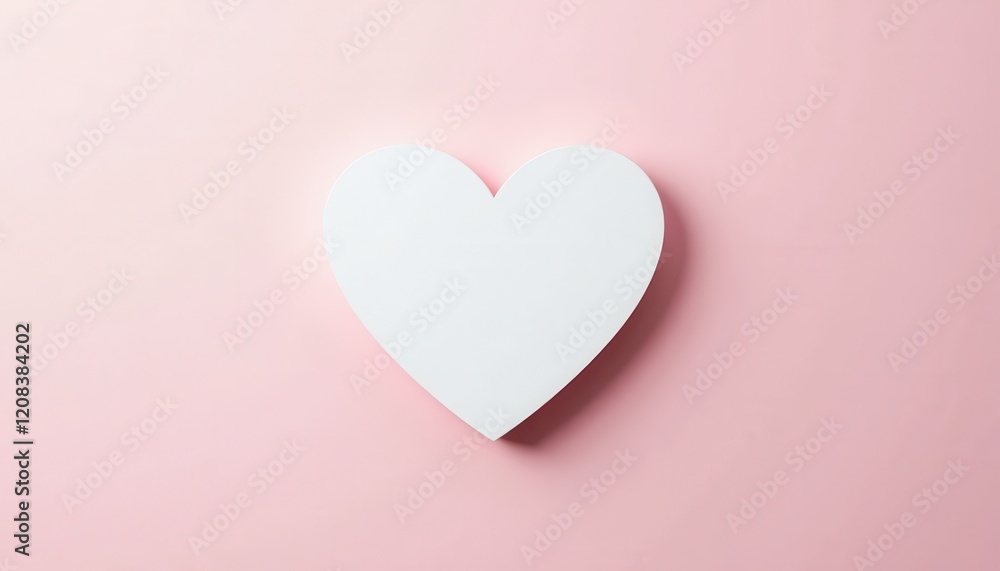 White Heart Cutout Against Pastel Pink Background: A Striking Contrast in Colors White Heart Cutout Against Pastel Pink Background: A Striking Contrast in Colors