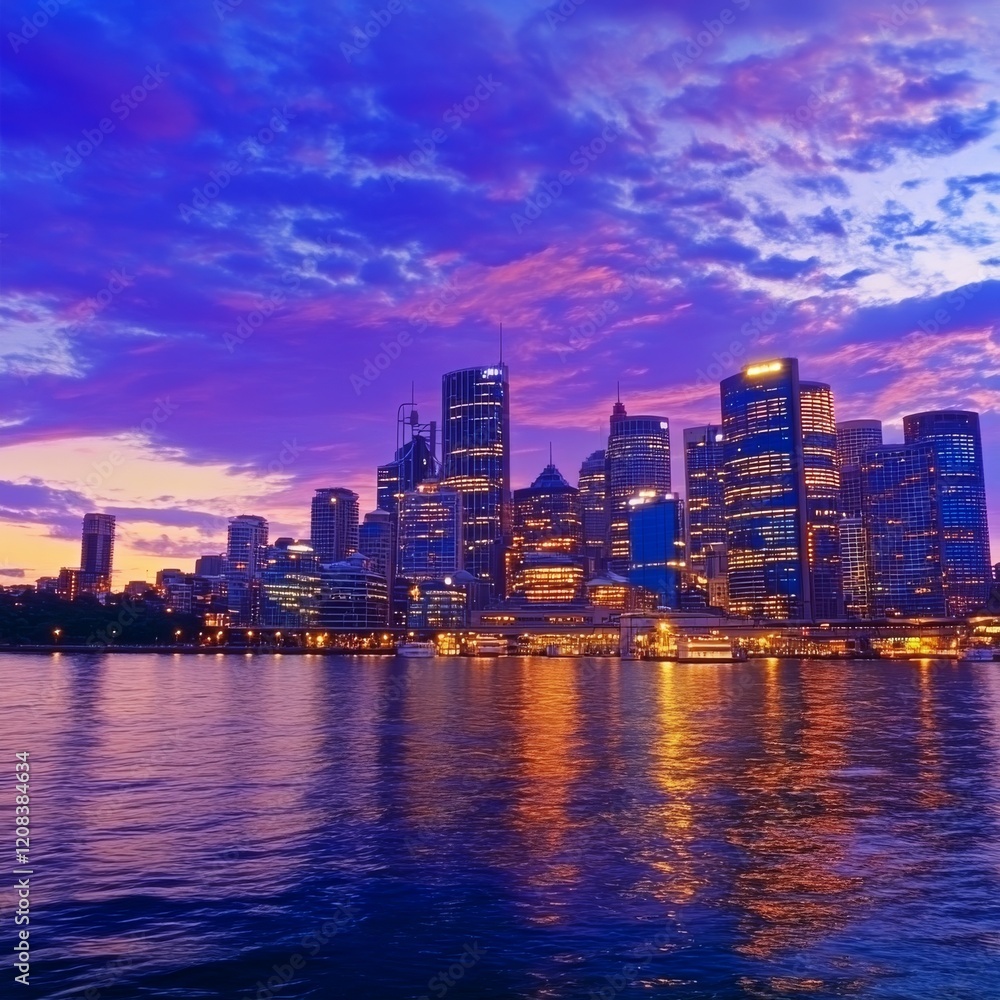 Fototapeta premium Downtown Sydney skyline in Australia at twilight 
