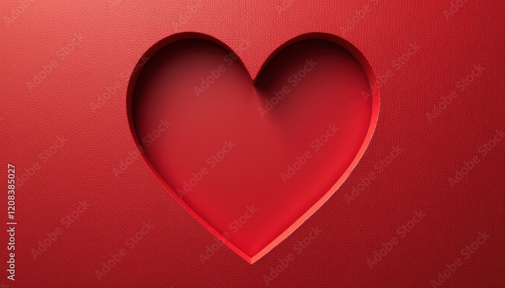 Vibrant Red Heart Cutout Against Warm Red Background: A Symbol of Love and Affection Vibrant Red Heart Cutout Against Warm Red Background: A Symbol of Love and Affection