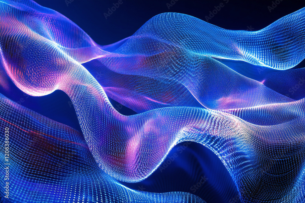 Fototapeta premium Futuristic Neon Waves with Glowing Abstract Curves, Vibrant Colors, and Digital Art Aesthetics for Modern Design and Dynamic Light Patterns